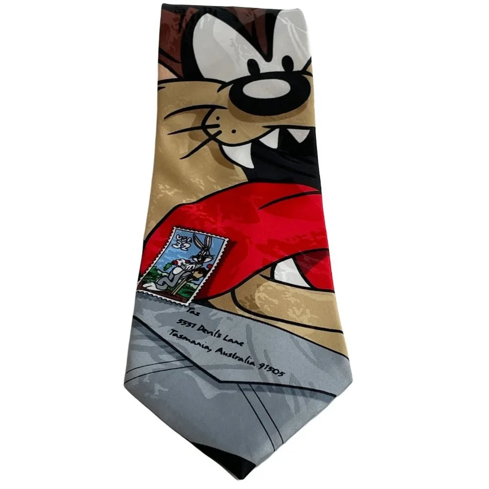 Looney Tunes Stamp Collection Taz Lick‎ Tie Warner Brothers Black Tasmanian